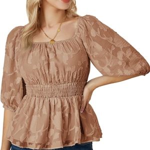 GRACE KARIN CHIFFON PEPLUM BLOUSE NWT. Size Large